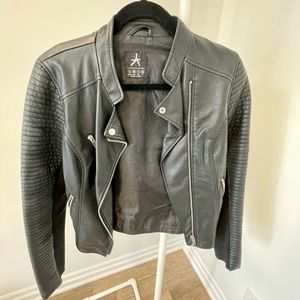 Faux leather moto jacket